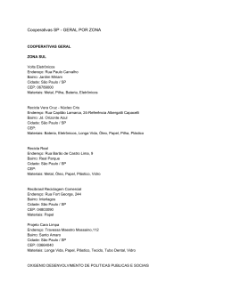 Cooperativas SP GERAL POR ZONA