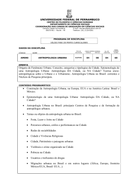 Antropologia Urbana - Universidade Federal de Pernambuco