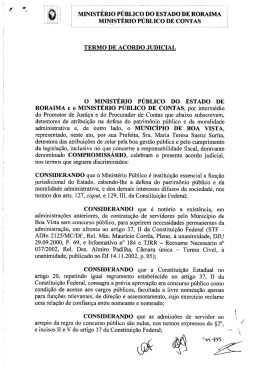 acordo - MINISTÉRIO PÚBLICO DO ESTADO DE RORAIMA