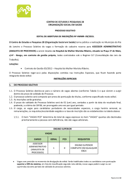 (Analista de Processos) Edital de Abertura de Inscri&ccedil;&otilde;es N&ordm; HMMR
