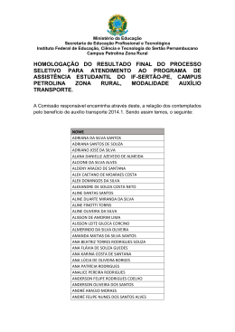HOMOLOGA&Ccedil;&Atilde;O DO RESULTADO FINAL DO PROCESSO