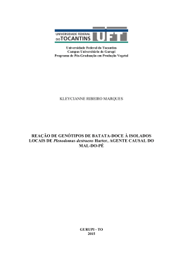 REAÇÃO DE GENÓTIPOS DE BATATA-DOCE À ISOLADOS