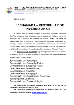 1a CHAMADA &ndash; VESTIBULAR DE INVERNO 2015/2