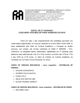 2 CHAMADA VESTIBULAR 2010
