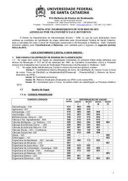 1 ADMISS&Atilde;O POR TRANSFER&Ecirc;NCIAS E RETORNOS