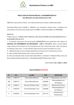 Resultado das Solicita&ccedil;&otilde;es de Equival&ecirc;ncias
