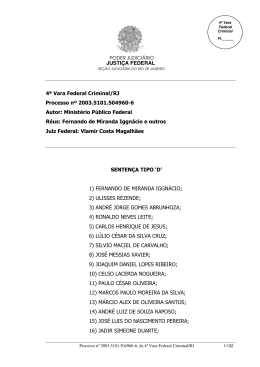 JUSTI&Ccedil;A FEDERAL 4&ordf; Vara Federal Criminal/RJ Processo n&ordm;