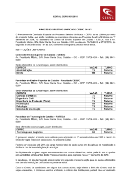 EDITAL CEPS 001/2016 PROCESSO SELETIVO