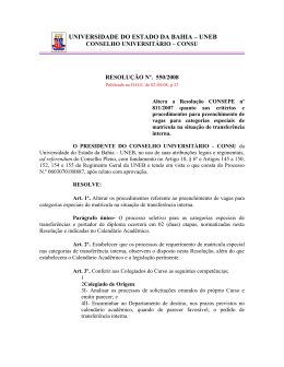 Altera a Resolu&ccedil;&atilde;o CONSEPE n&ordm; 811/2007 quanto aos