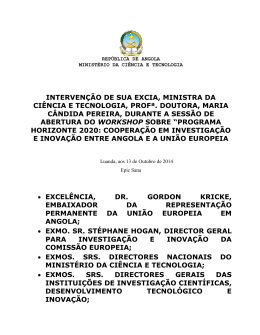 Discurso de Sua Ex.a Dra. Maria C&acirc;ndida Pereira Teixeira