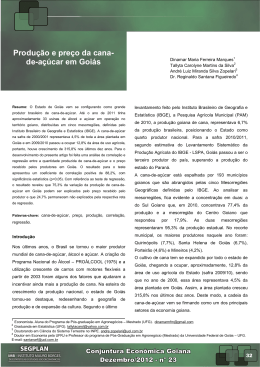 6-Produ&ccedil;&atilde;o e pre&ccedil;o da cana-de-a&ccedil;&uacute;car em Goi&aacute;s