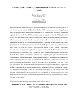 a produ&ccedil;&atilde;o de cana-de-a&ccedil;&uacute;car em &aacute;reas de reforma agr&aacute;ria
