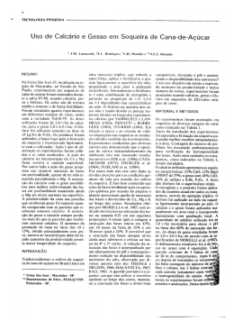Uso de Calc&aacute;rio e Gesso em Soqueira de Cana-de-A&ccedil;&uacute;car