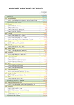Plano de contas – Março 2013