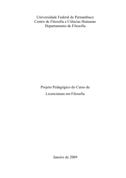 Projeto Pedagógico - Licenciatura em Filosofia