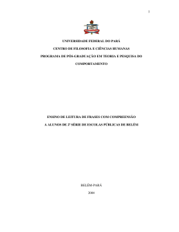1 UNIVERSIDADE FEDERAL DO PARÁ CENTRO DE FILOSOFIA E