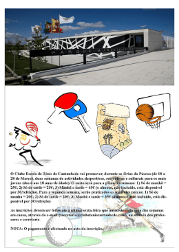 apresenta&ccedil;&atilde;o e hor&aacute;rios - Clube Escola de T&eacute;nis de Cantanhede