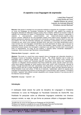 A capoeira e sua linguagem de express&atilde;o