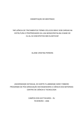 influ&ecirc;ncia de tratamentos termo-c&iacute;clicos sem e sob cargas na