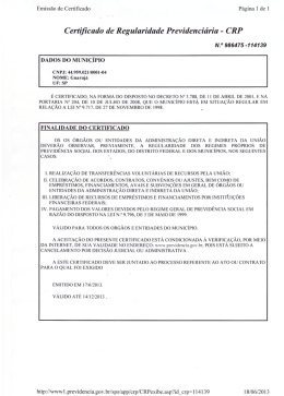 Certificado de Regularidade Previdenciária - CRP