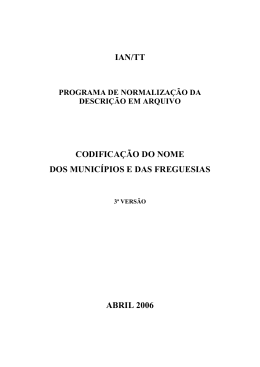 Codificação dos nomes de municípios e freguesias