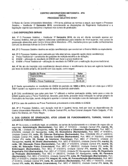 CENTRO UNIVERSITÁRIO METODISTA~ IPA EDITAL PROCESSO