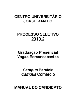 CENTRO UNIVERSITÁRIO JORGE AMADO PROCESSO SELETIVO