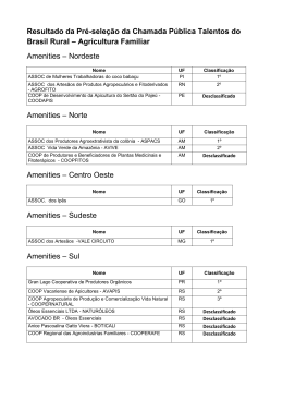 Resultado da Pr&eacute;-Sele&ccedil;&atilde;o do Eixo Produtos