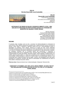 Artesanato De Renda De Bilro E Desenvolvimento Local