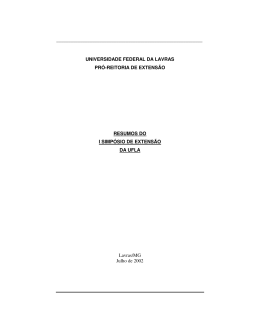 I Simpósio de Extensão Universitária da UFLA