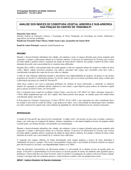 an&aacute;lise dos &iacute;ndices de cobertura vegetal arb&oacute;rea e