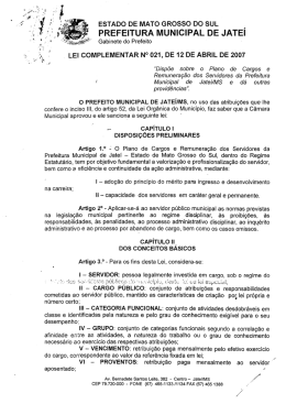 ESTADO DE MATo GRosso Do sui. I PREFEITURA - TCE