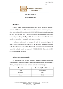 EDITAL DE LICITA&Ccedil;&Atilde;O LEIL&Atilde;O N&ordm; 001/2015 PRE&Acirc;MBULO