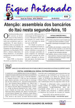 Atenção: assembleia dos bancários do Itaú nesta segunda