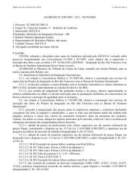 AC&Oacute;RD&Atilde;O N&ordm; 2288/2007 - TCU - PLEN&Aacute;RIO 1. Processo: TC