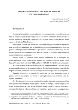 RESPONSABILIDADE PENAL DAS PESSOAS JUR&Iacute;DICAS
