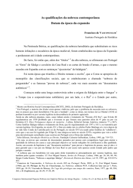 As qualifica&ccedil;&otilde;es da nobreza contempor&acirc;nea Datam da &eacute;poca