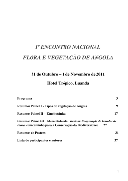 I&ordm; ENCONTRO NACIONAL FLORA E VEGETA&Ccedil;&Atilde;O DE ANGOLA