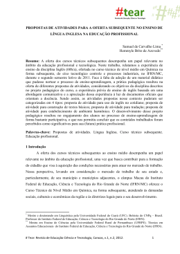 propostas de atividades para a oferta subsequente no ensino de
