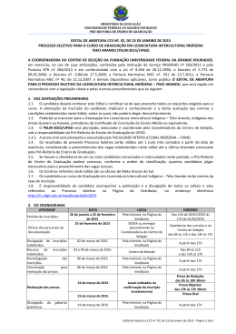 Edital de Abertura CCS n&deg; 02/2015 - Centro de Sele&ccedil;&atilde;o