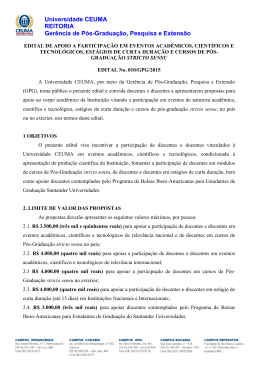 EDITAL DE APOIO A PARTICIPA&Ccedil;&Atilde;O EM EVENTOS ACAD&Ecirc;MICOS