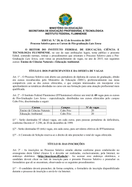 EDITAL N.&ordm; 20, de 12 de fevereiro de 2015 Processo Seletivo