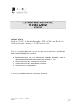 Edital dos Concursos Especiais de Acesso ao Ensino