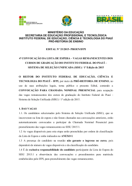 4&ordf; Chamada Sisu - Instituto Federal de Educa&ccedil;&atilde;o, Ci&ecirc;ncia e