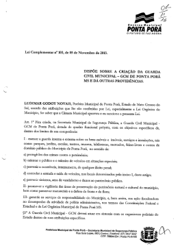 Lei Complementar n&ordm; 103 2013 Cria&ccedil;&atilde;o da Guarda Municipal