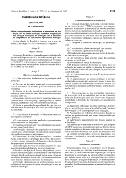 Lei n.&ordm; 65/2007 - Autoridade Nacional de Protec&ccedil;&atilde;o Civil