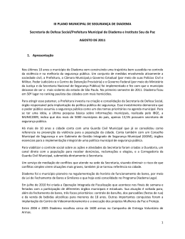 III PLANO MUNICIPAL DE SEGURAN&Ccedil;A DE DIADEMA Secretaria