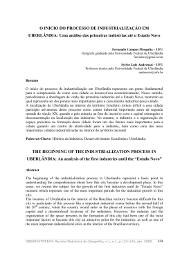 O INICIO DO PROCESSO DE INDUSTRIALIZA&Ccedil;&Atilde;O EM UBERL&Acirc;NDIA