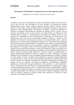 1 Determinantes da Realiza&ccedil;&atilde;o da Log&iacute;stica Reversa no