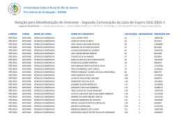 Segunda Convoca&ccedil;&atilde;o da Lista de Espera SiSU 2015-1